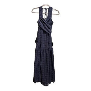 NWT Lulus What a Trend Navy Blue Tie-Back Tiered Midi Dress‎